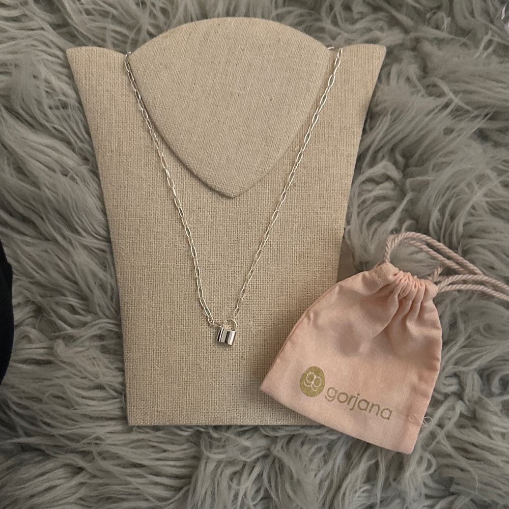 Gorjana Silver Chain Necklace with Lock Charm